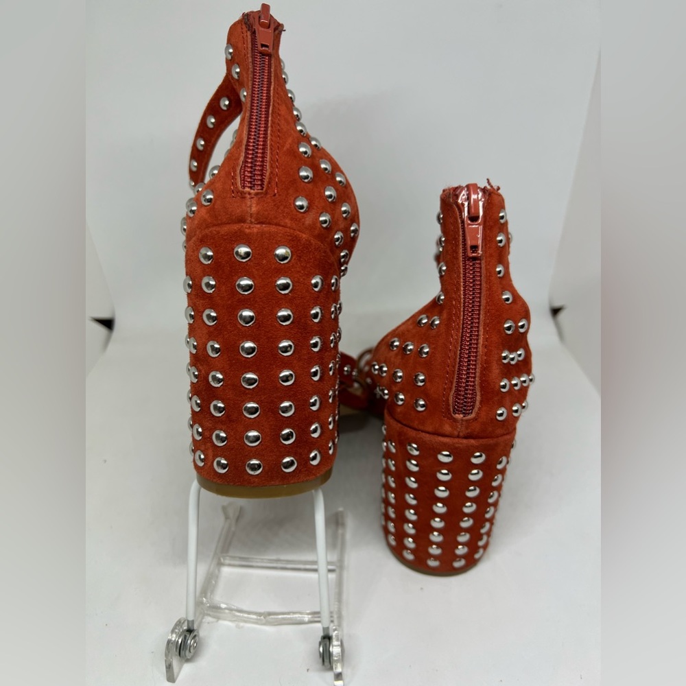 Steve Madden Red Rust Fara Studded Block Heel San… - image 5